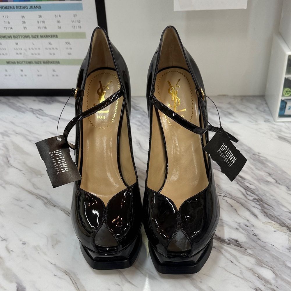 Yves Saint Laurent Black Glossy Women's Heels
